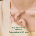 Sterling silver bamboo joint peace buckle necklace with geometric pendant on O-ring chain