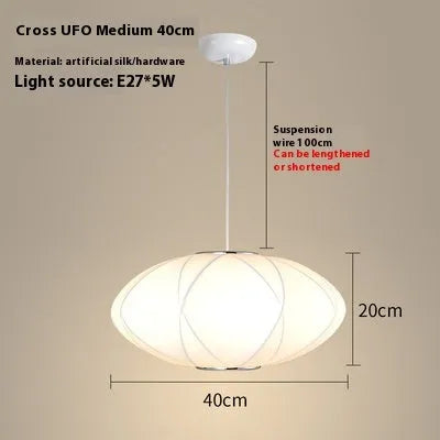 Fabric chandelier lantern lamp with iron frame, LED light source, available in multiple sizes from 30cm to 80cm