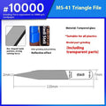 Mirror glass file polishing tool suit with interchangeable files and handle in silver and black