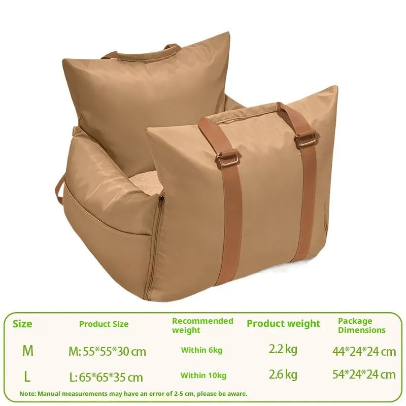 Waterproof non-slip car kennel for dogs in olive green double seat size 65x65x35 cm