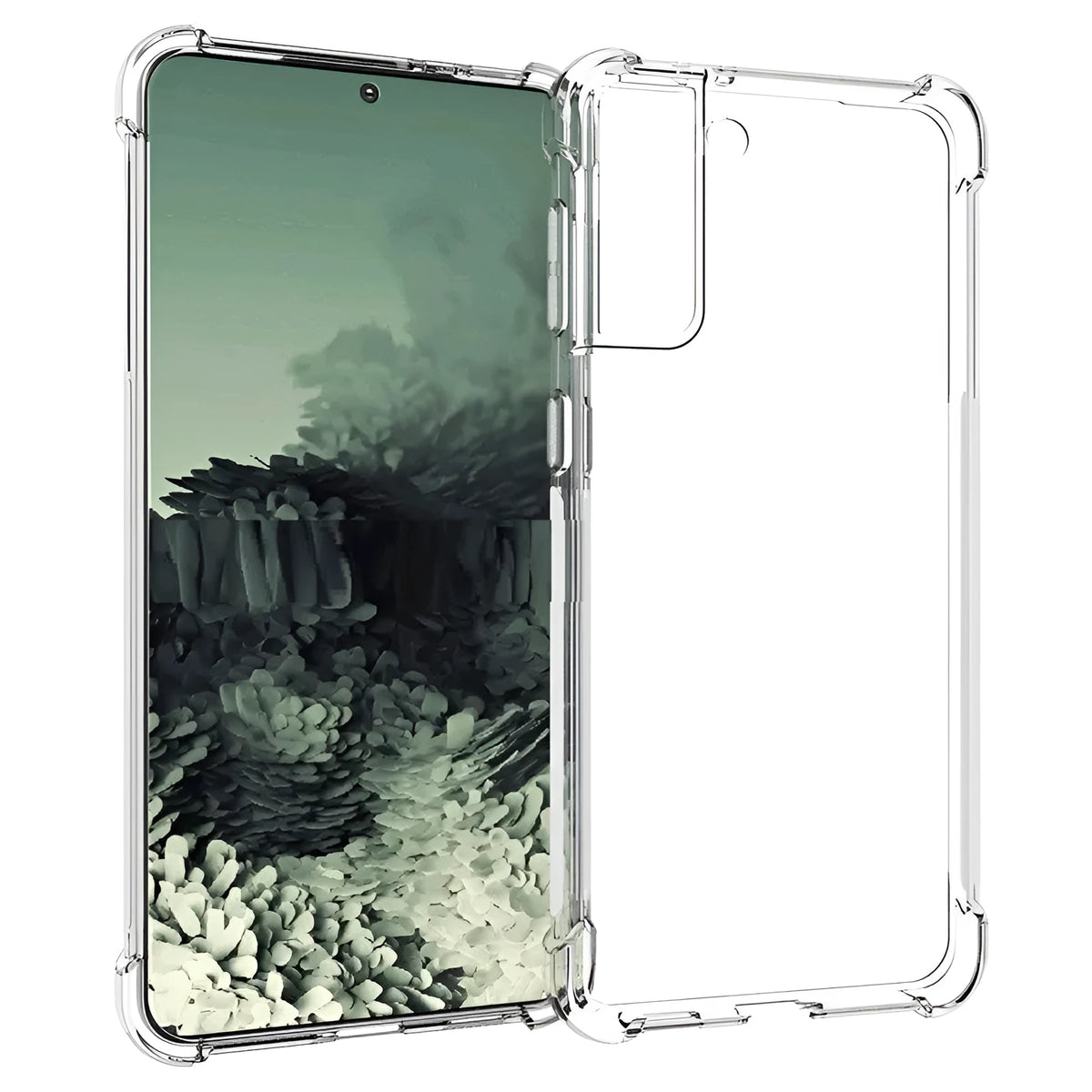 Thickened transparent TPU airbag phone case for Samsung Galaxy showing back cover with corner cushioning