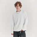 Men's loose fit long-sleeved cotton blend t-shirt in solid colours