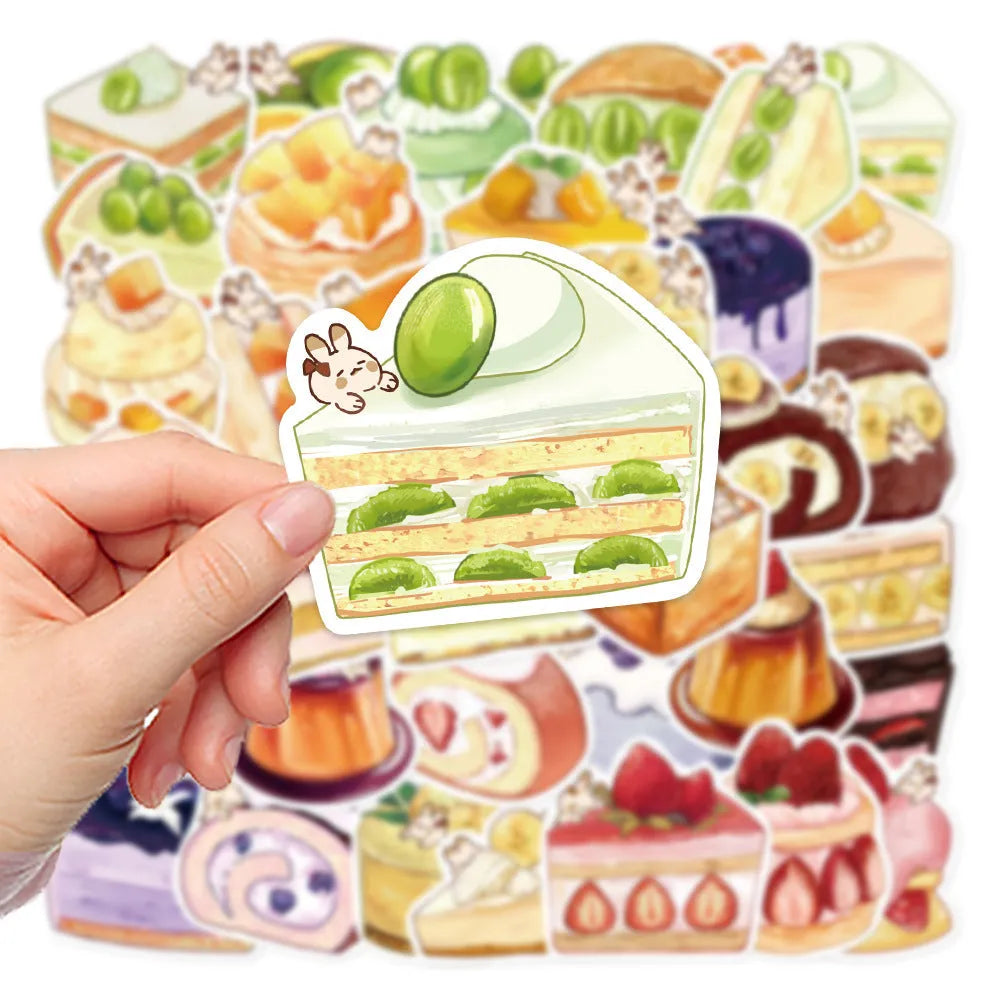 40 hand-painted cartoon dessert stickers for decorating phone case journal book computer iPad water cup