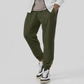 Men's grey straight-leg casual track sweatpants with elasticated waist on a neutral background.