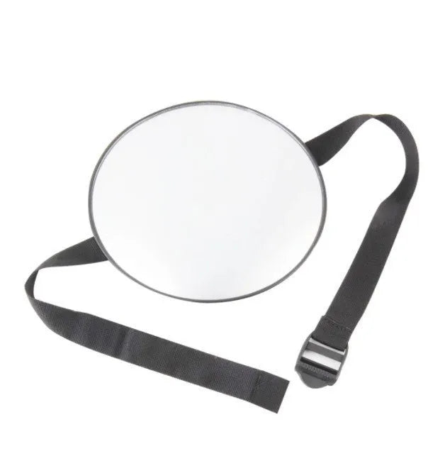 Black baby safety seat rearview mirror with 17cm circular glass mounted on square ABS chassis