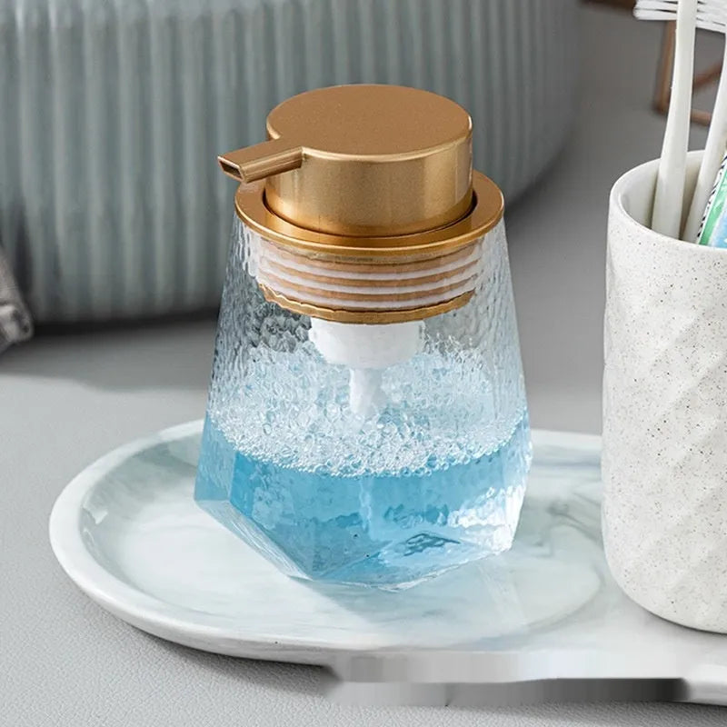 ABS plastic facial cleanser foam pump dispenser with large foaming head in metallic colours
