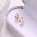 Geometric 925 silver earrings with sweet white crystal studs and electroplated finish