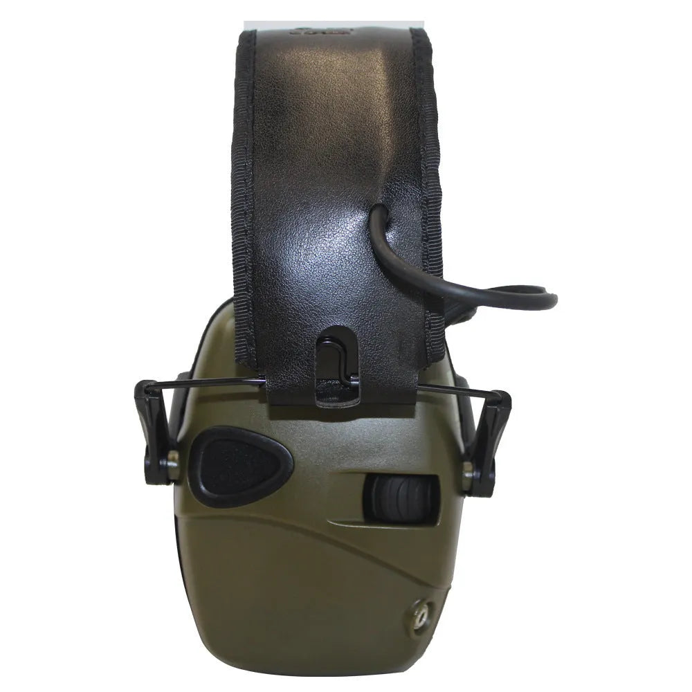 Army green H1 electronic earmuffs with ABS steel construction for hunting and shooting