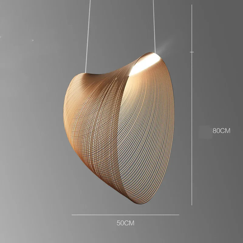 Wood LED pendant light with PMMA lampshade in 40cm, 60cm, or 80cm for dining room or bar table