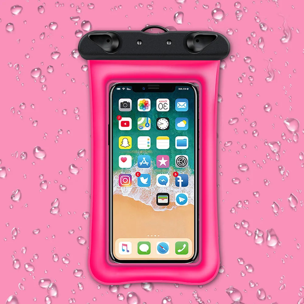 Double airbag mobile phone waterproof bag in various colours with 45cm rope