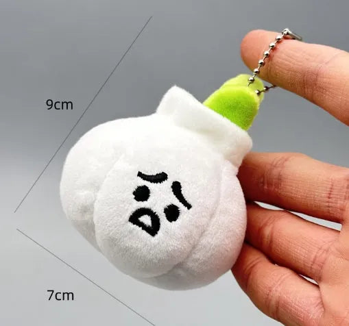 Funny Vegetable Series plush keychain with onion garlic and broccoli pendant in super soft short plush
