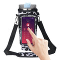 40oz neoprene cup cover with transparent touch screen and metal buckle in gradient purple