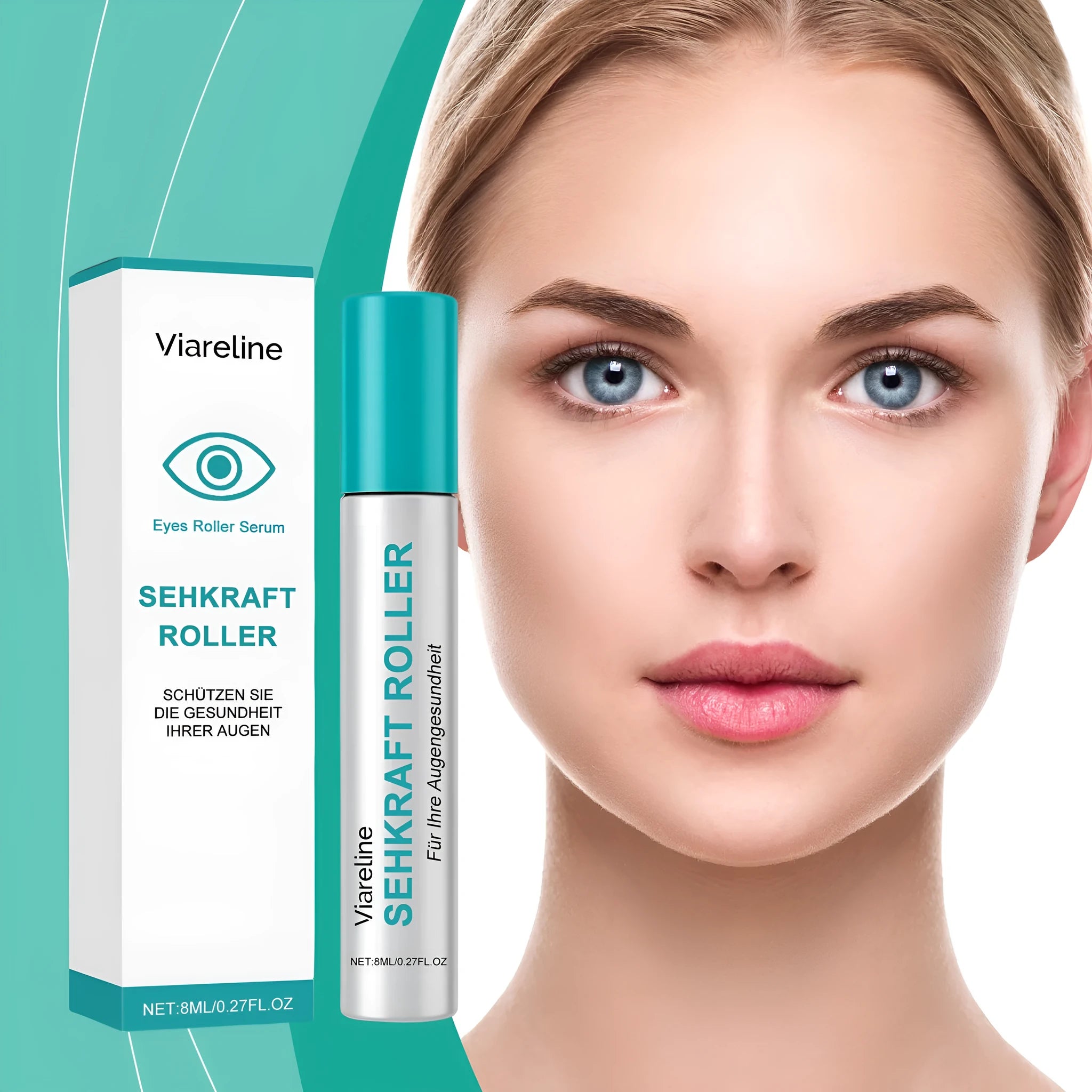 8ml eye care cooling gel roller ball for application around the eyes