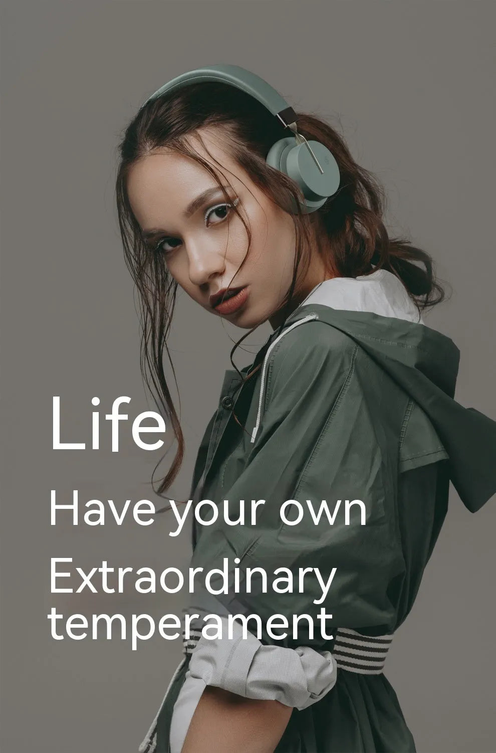 Solid colour headworn Bluetooth headset in one of five colours: green, black, blue, red, or white.