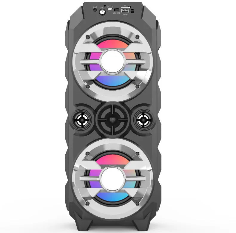 Portable Bluetooth speaker with colour-changing LED lights in pull-rod design