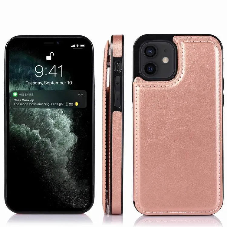 Crazy Horse pattern leather double buckle holster phone case for iPhone 13 in multiple colour options