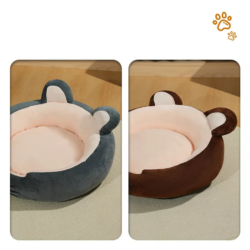 Lamb wool pet bed with PP cotton filling in Coffee or Gray, sizes S M L, rectangular calming pad for dogs and cats