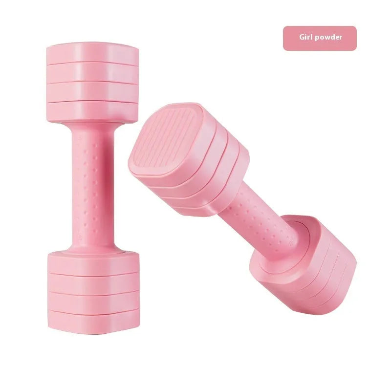 Set of pink detachable 5lb dumbbells for women's fitness and slimming workouts.