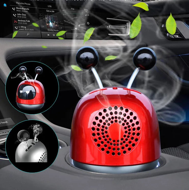 Creative robot car vent aromatherapy decoration with gel diffuser in blue, grey, or red.