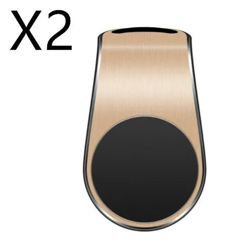 Car phone bracket mounted on vehicle air vent in silver finish showing rotation adjustment