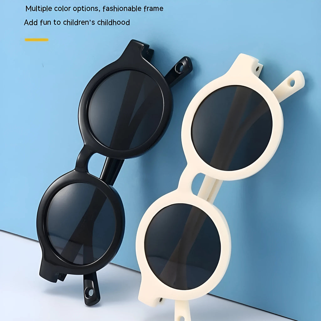 Children's silicone sunglasses for 0-3 year olds with round frame and polarized lenses in multiple colour options