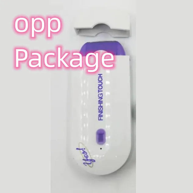 Finishing Touch rechargeable electric hair remover device with trimmer and foil heads on a white background