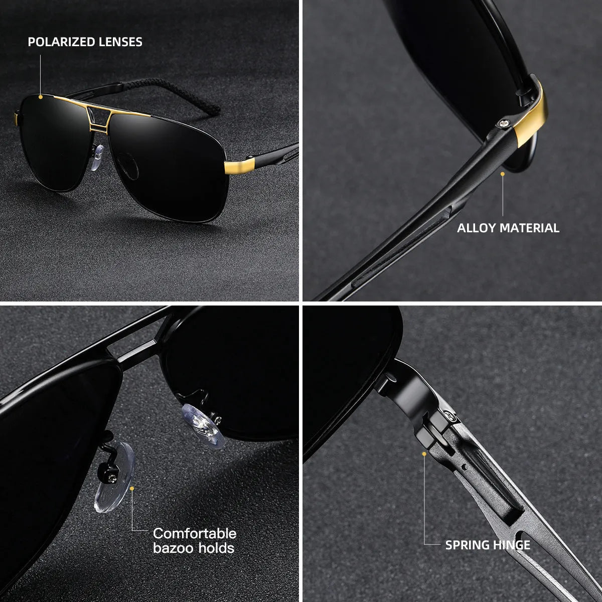 Men's orange red metal aviator sunglasses with polarised TAC lenses on a grey background