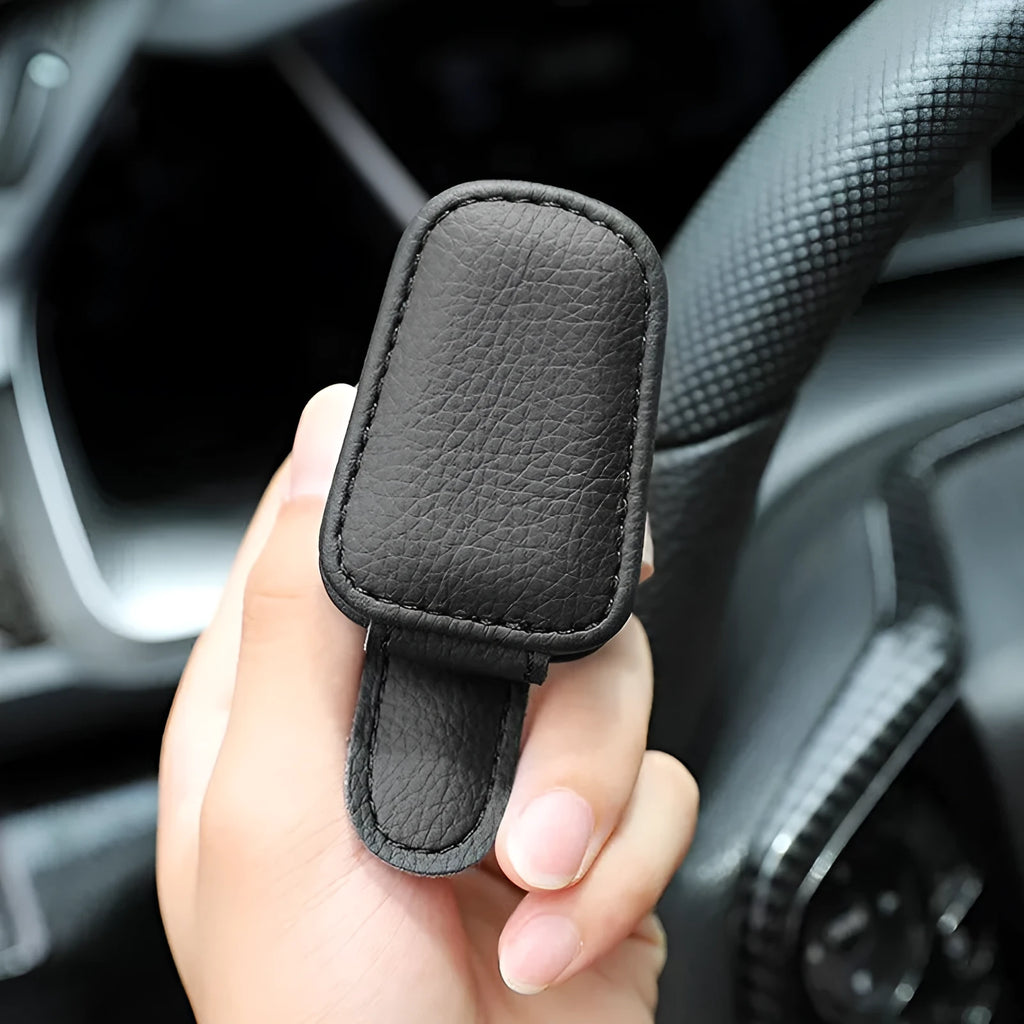 Universal car sunglasses holder with clip for sun visor attachment in four colour options