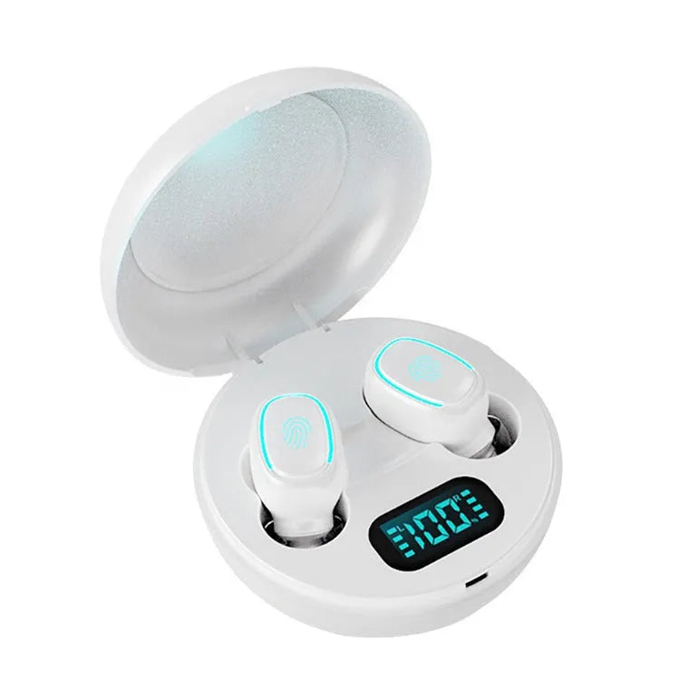 True wireless stereo Bluetooth 5.0 earbuds in white, black, or red colours.