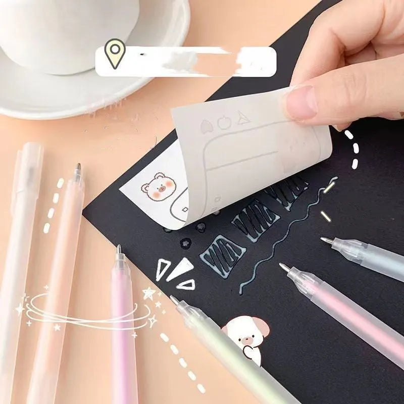 Plastic macaroon colour dispensing pen with cap-pulling mechanism in assorted colours