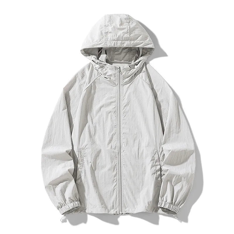 Outdoor sports coat jacket in nylon blend fabric available in multiple colours including beige, black, gray, navy blue, pink, purple, and wine red