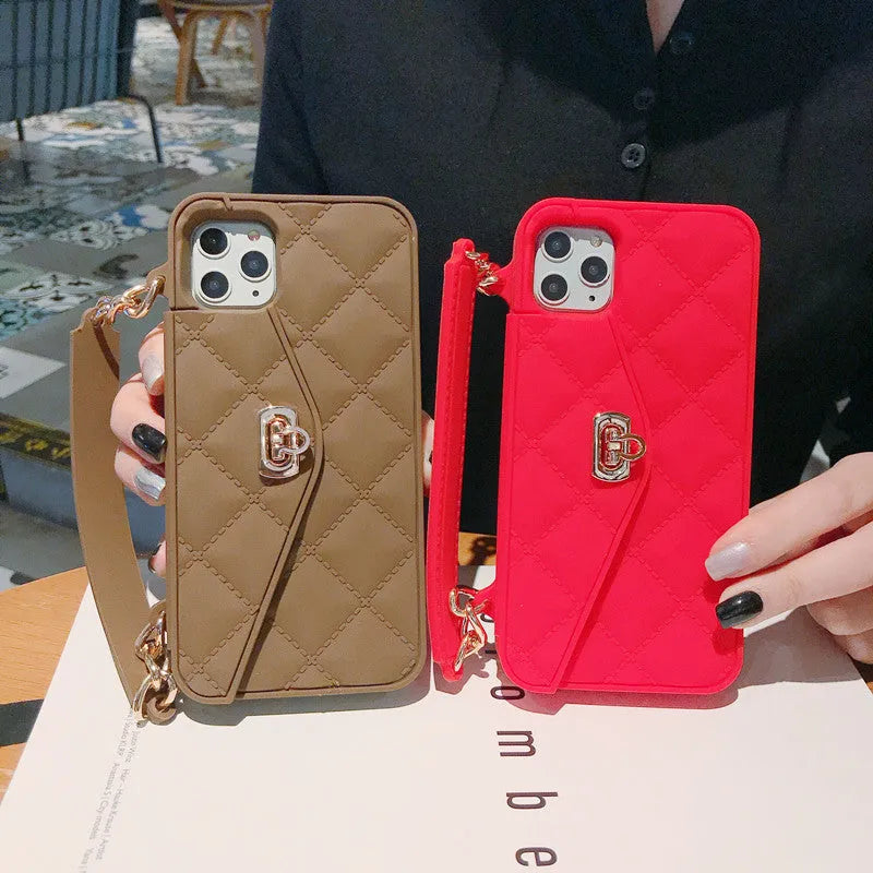 Silicone crossbody backpack phone case for women compatible with iPhone models in multiple colours