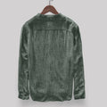 Men's solid colour cotton casual shirt shown in dark blue, available in sizes M to 4XL.