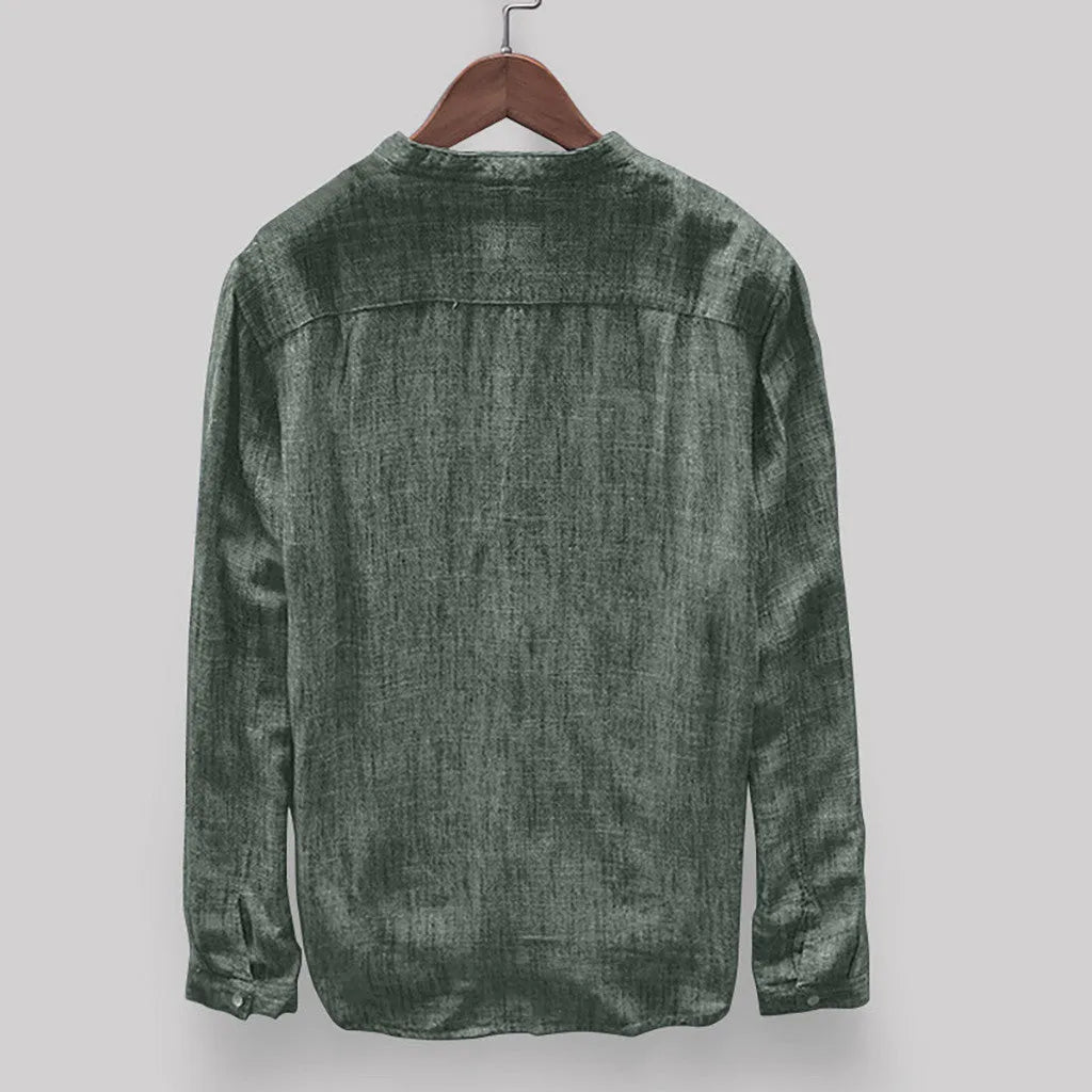 Men's solid colour cotton casual shirt shown in dark blue, available in sizes M to 4XL.