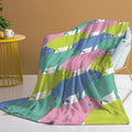 Pink flannel blanket with cartoon dolphin and pet theme pattern, 130x150cm size, soft throw