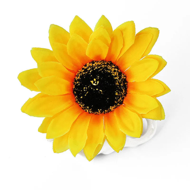 Fashion SUNFLOWER barrette in sunflower colour made of nylon with manual processing for girls seaside vacation hair accessory