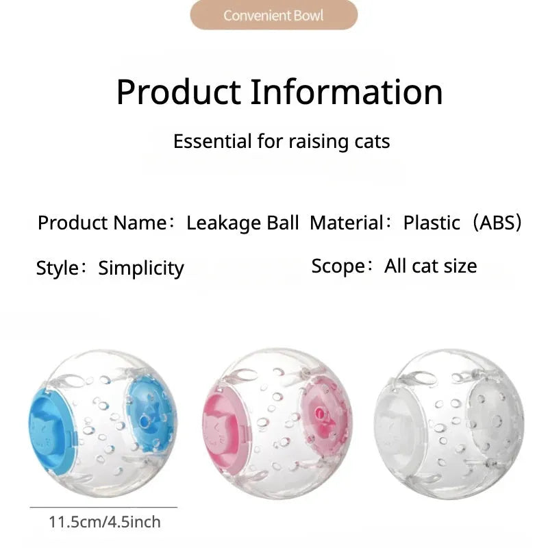 Blue ABS plastic cat slow feeder ball toy with visible treat holes on a white background.