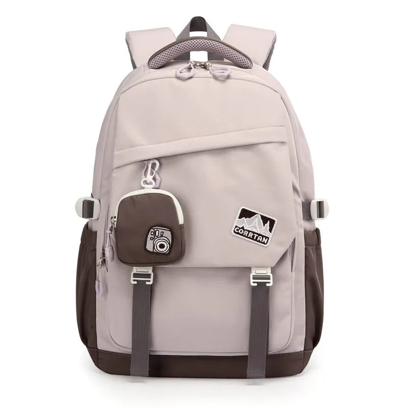 Oxford cloth backpack with air pillow belt in black colour, 36-55 litre capacity for school