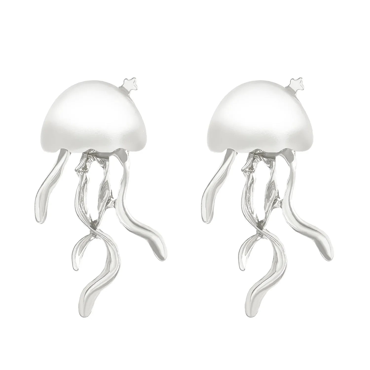 Alloy jellyfish tassel necklace for women with electroplating finish, 5 colour options, includes earrings