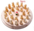 Children's beech wood memory chess game with board, pieces, and storage box for colour recognition learning.