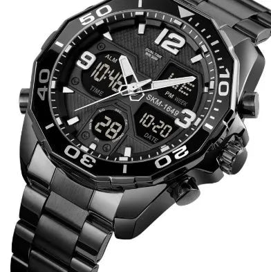 Southeast Asian spiral stainless steel young men's watch with 48mm dial in black finish