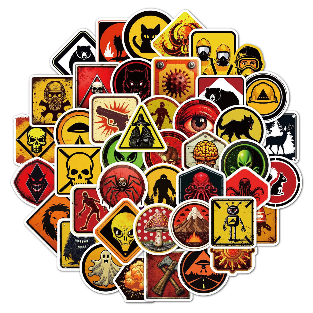 Waterproof motorcycle helmet warning stickers with safety slogans measuring 6-8cm