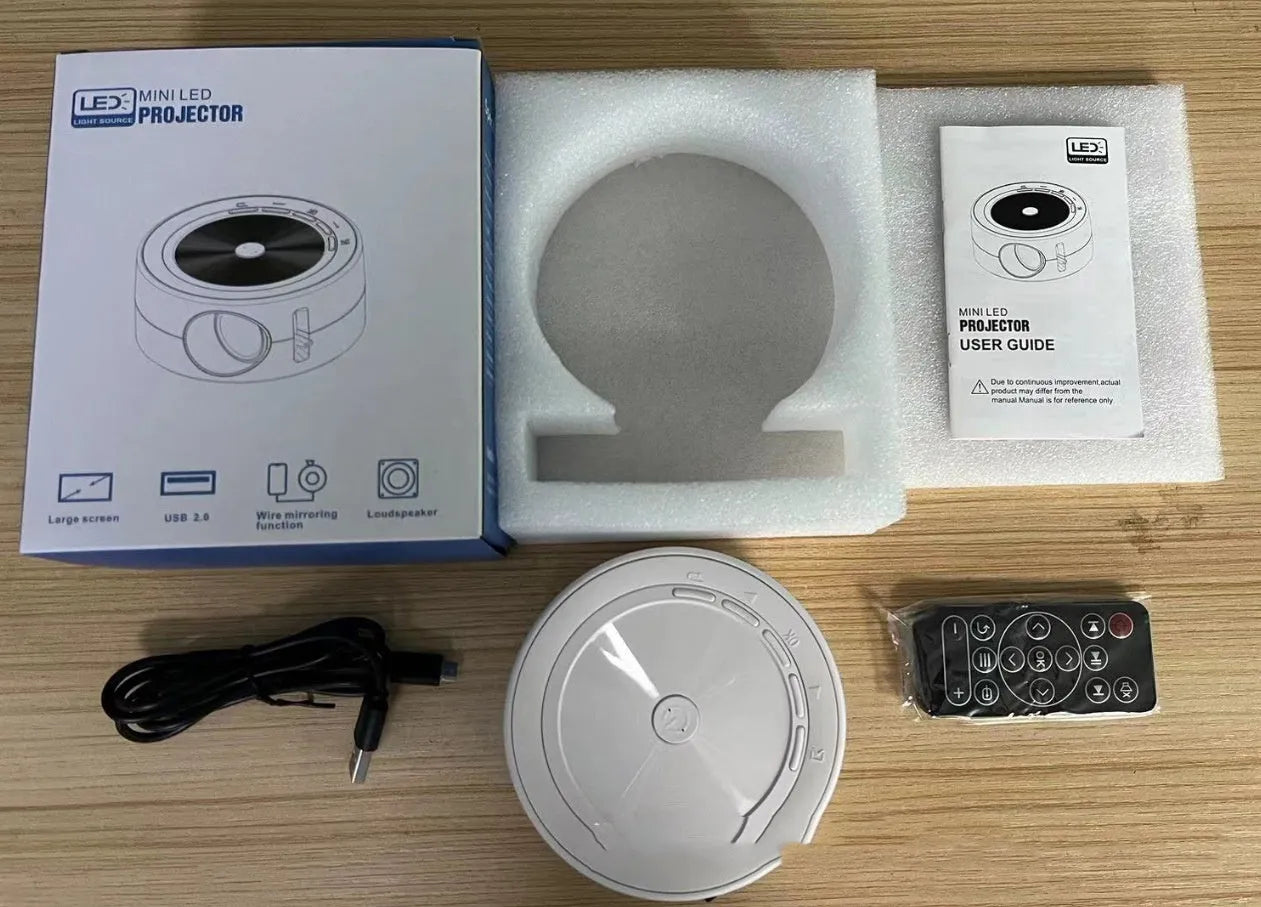 YT200 portable LED projector in black white yellow white blue white colour options with remote control