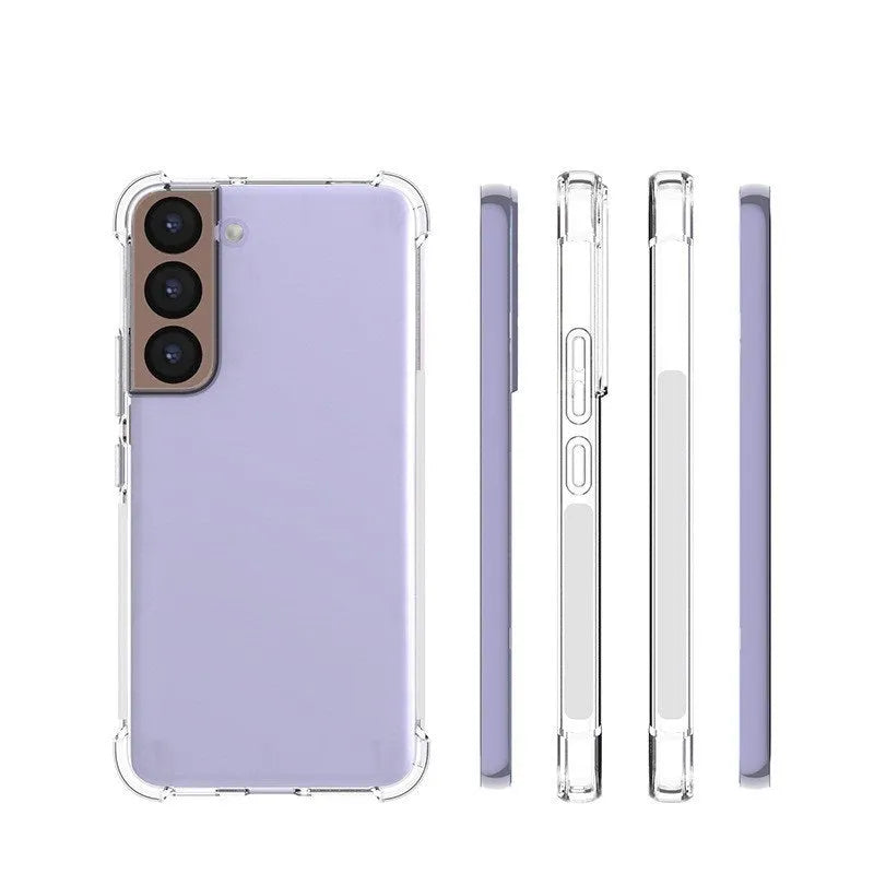 Thickened transparent TPU airbag phone case for Samsung Galaxy showing back cover with corner cushioning