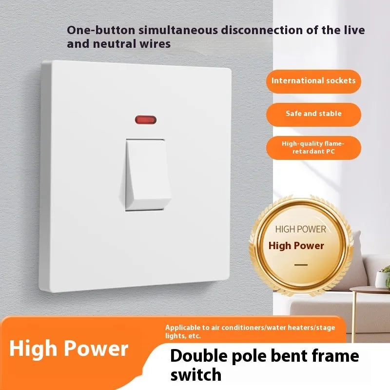 Water heater air conditioner high current switch with illuminated panel in gold, grey and white