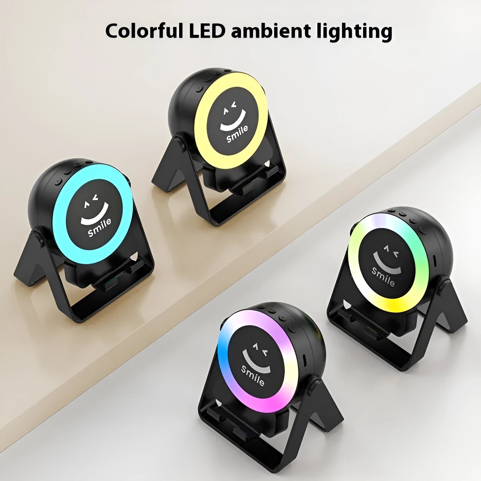 Black induction bracket Bluetooth speaker with LED lighting mounted on wall