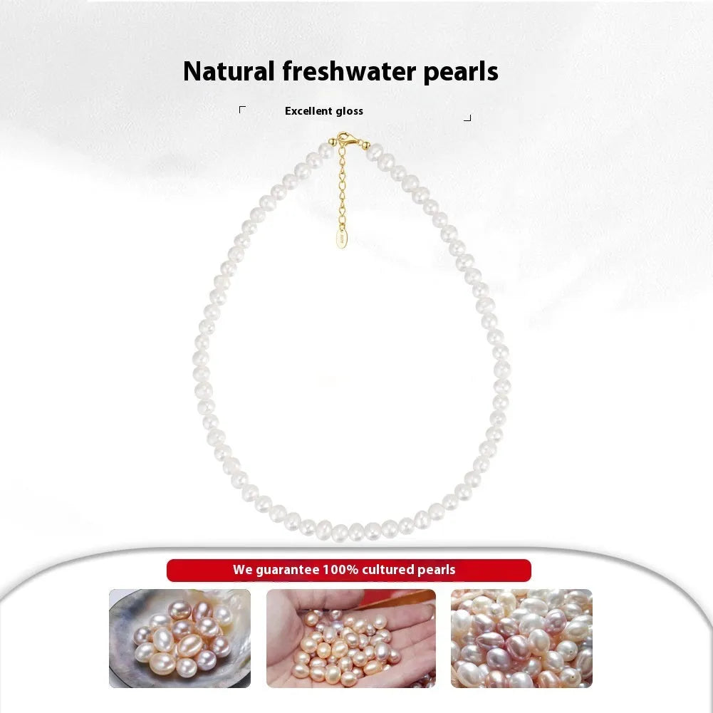 Close-up of a women's adjustable sterling silver necklace with a 6-7mm natural freshwater pearl pendant.