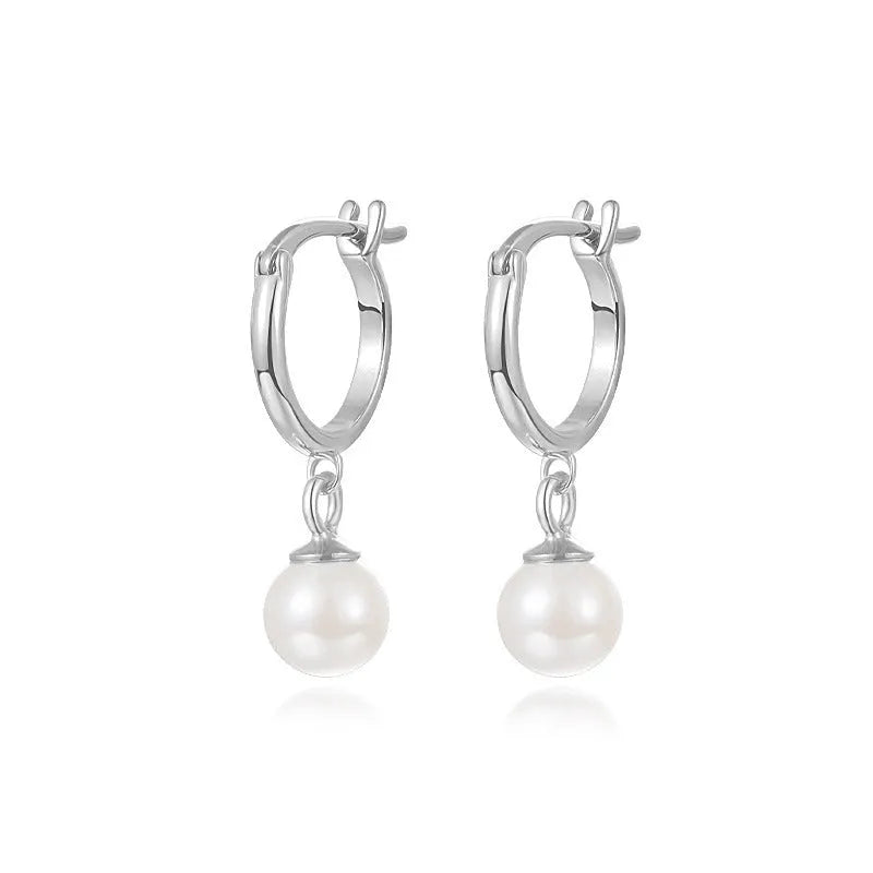S925 sterling silver ball bead earrings with inlaid zircon in round geometric retro style