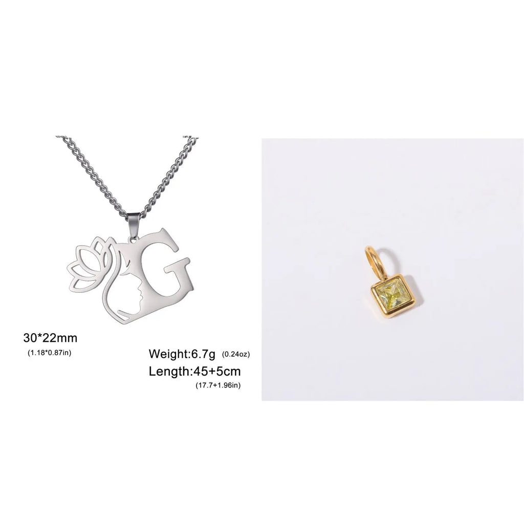 Stainless steel necklace with cross chain links and a pendant, in gold or steel colour