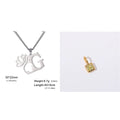 Stainless steel necklace with cross chain links and a pendant, in gold or steel colour